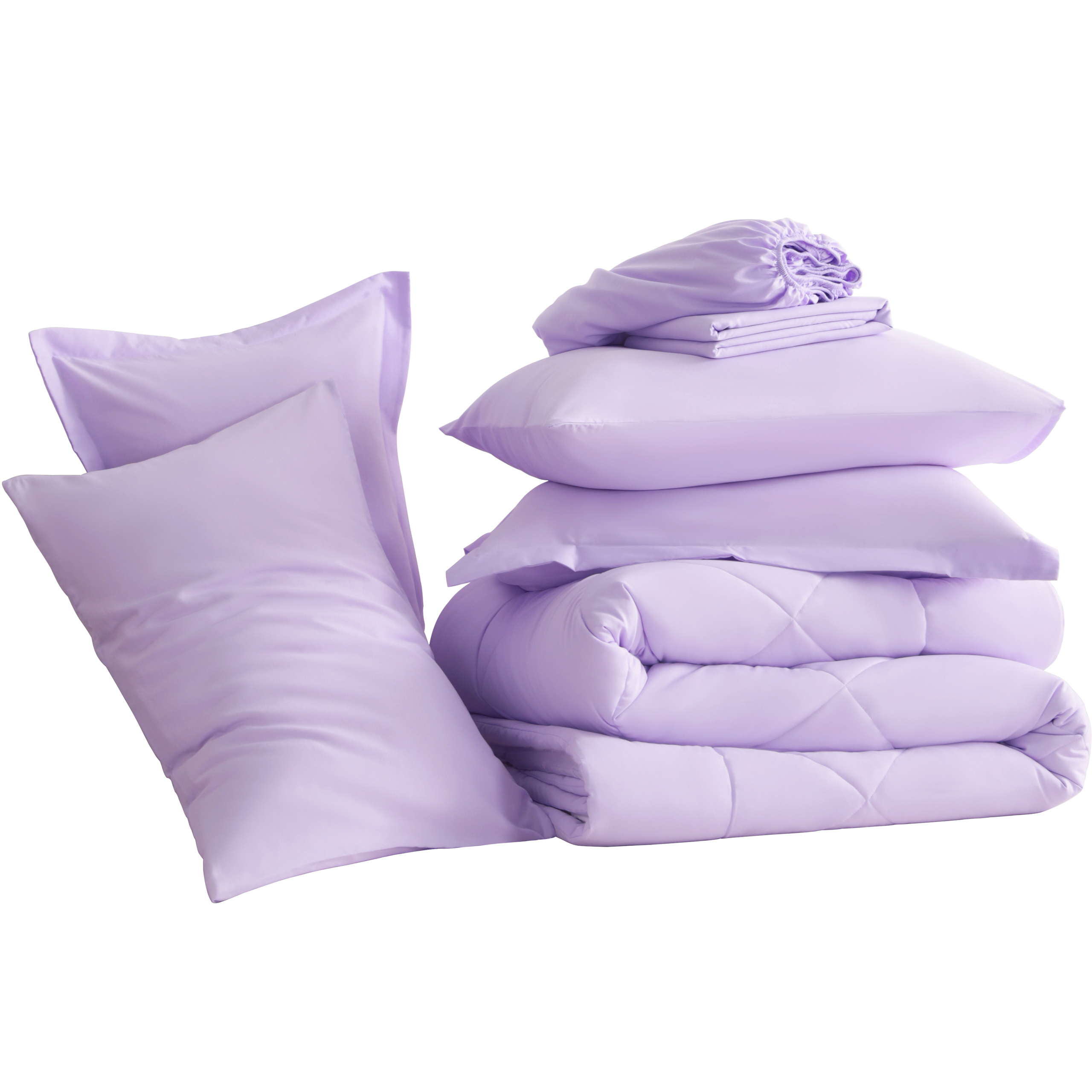 Kelnaro 7-Piece Microfiber Comforter Set, Light Purple