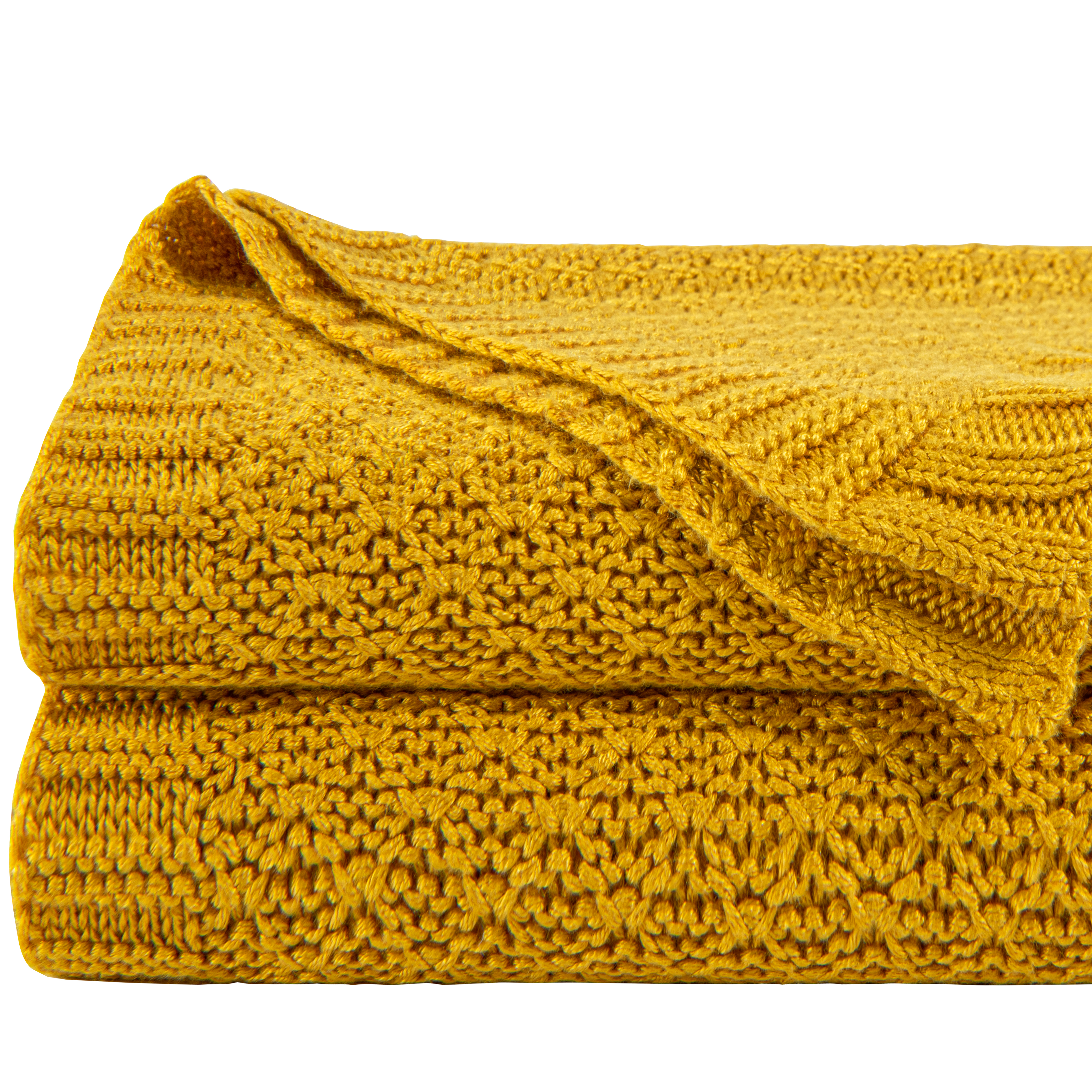 Kelnaro Bamboo Cable Knit Blanket, 51"x67", Yellow