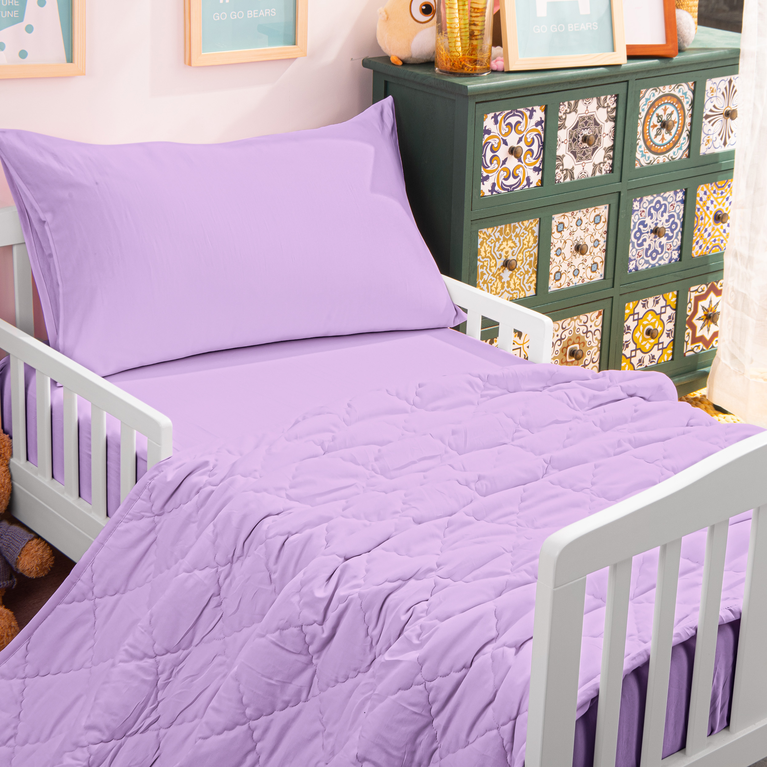 Kelnaro 4-Piece Toddler Bedding Set, Light Purple
